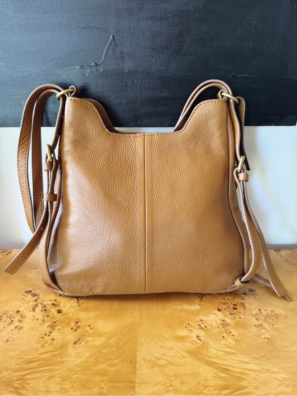 Lucky Brand Cognac Pebbled Leather Shoulder Bag